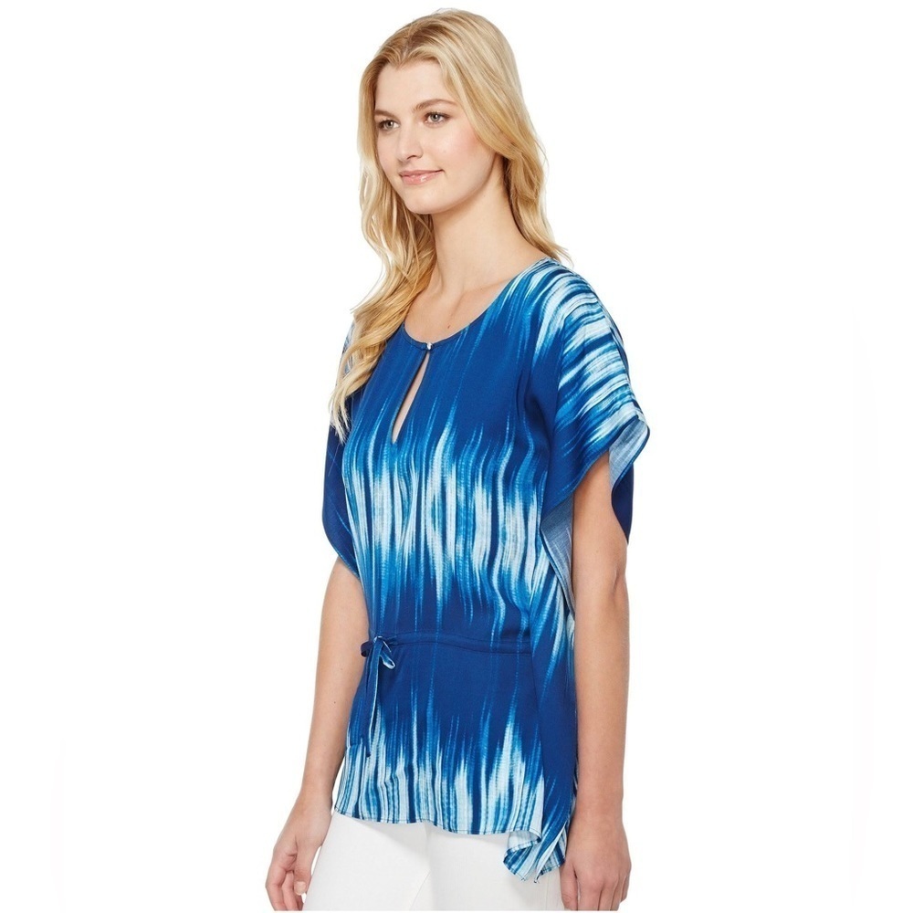 Tommy bahama blue & white batik poncho tunic swim coverup size XS
